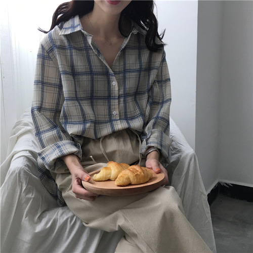 Feminine Check Shirt _2 Color ❤ ⃛ On-going Moment 
