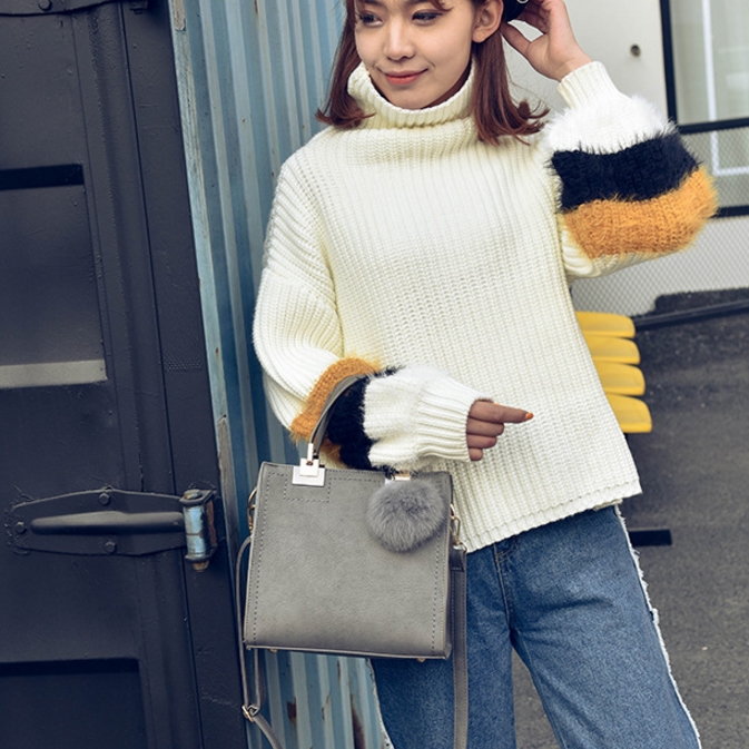 New Fur Decoration Cross Mini Handbag Women Bags W