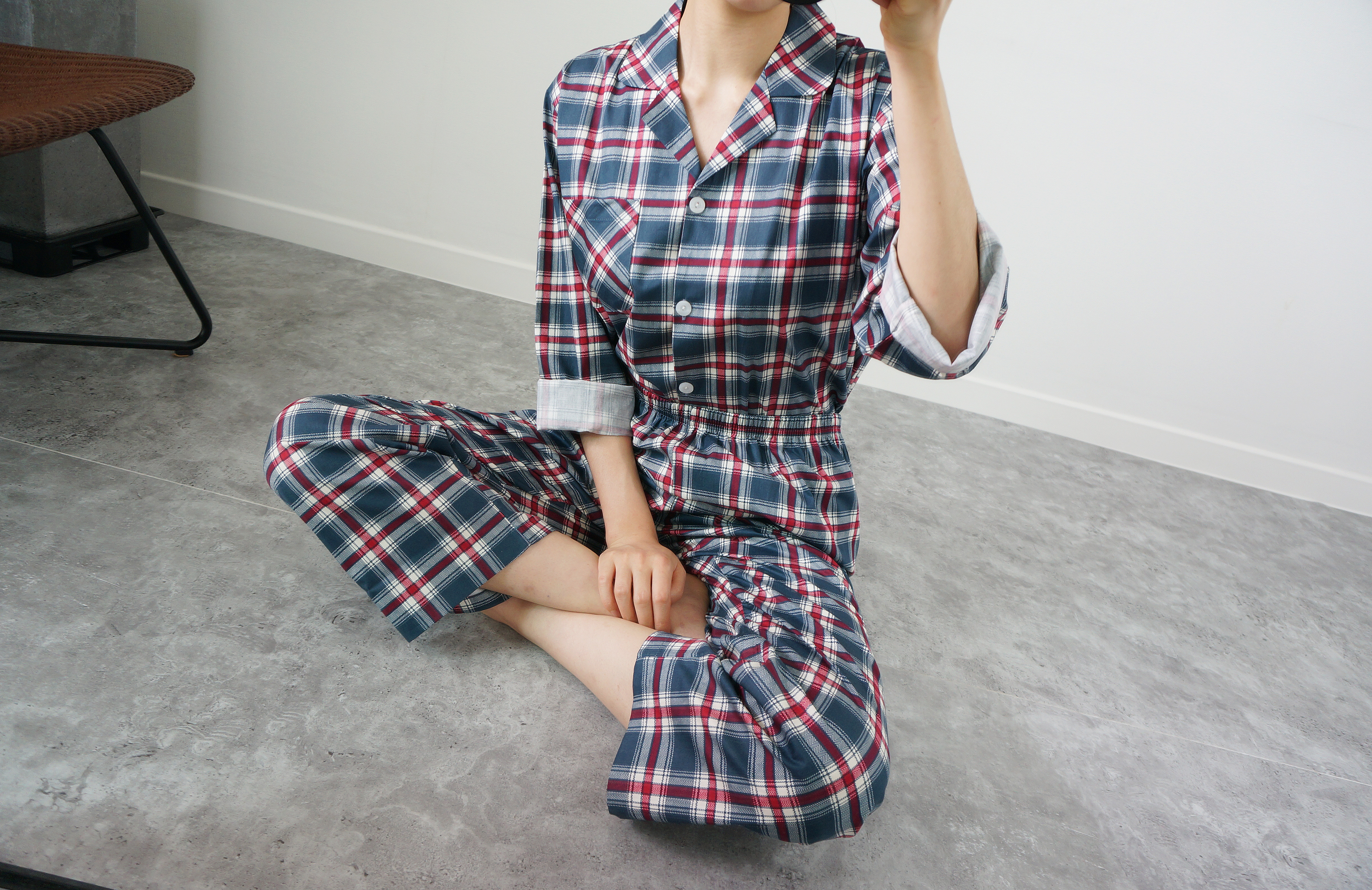 New Luxurious Couple Long Sleeved Check Pajamas Pa