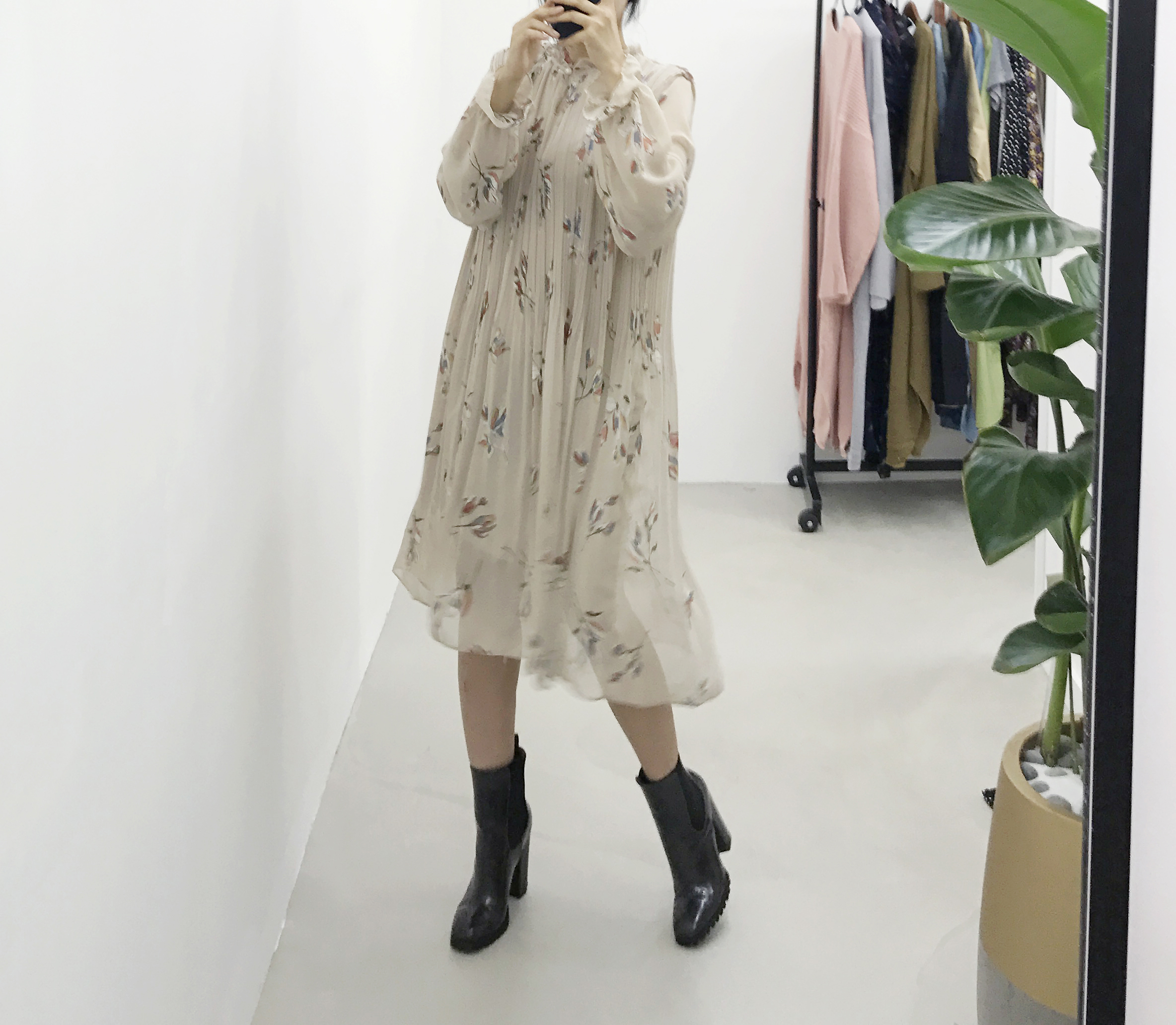 New Women Dress Fall Chiffon Flower