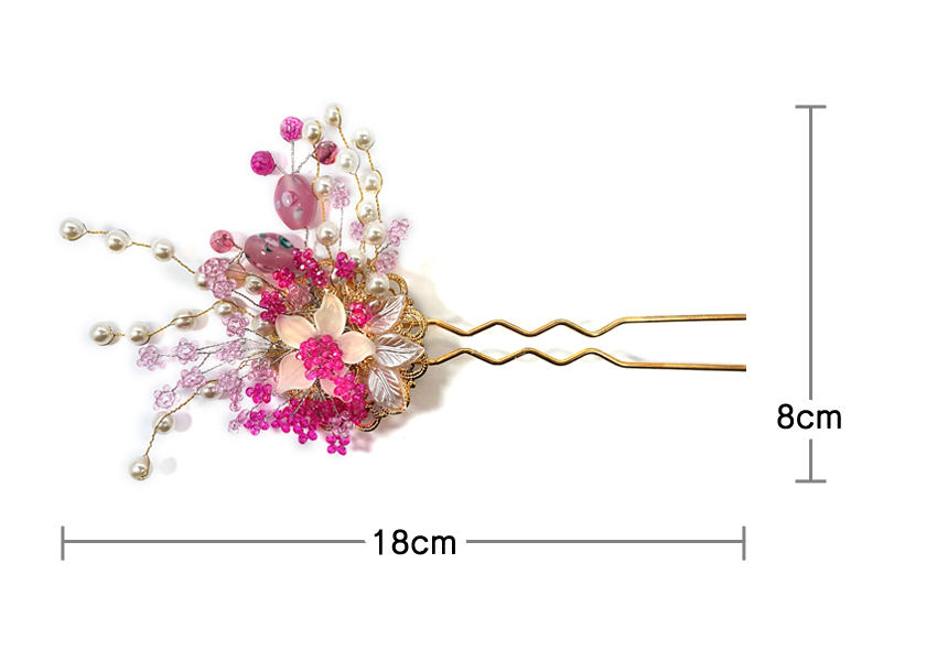New Fine pink pink flower pearl hairpin hair ornam