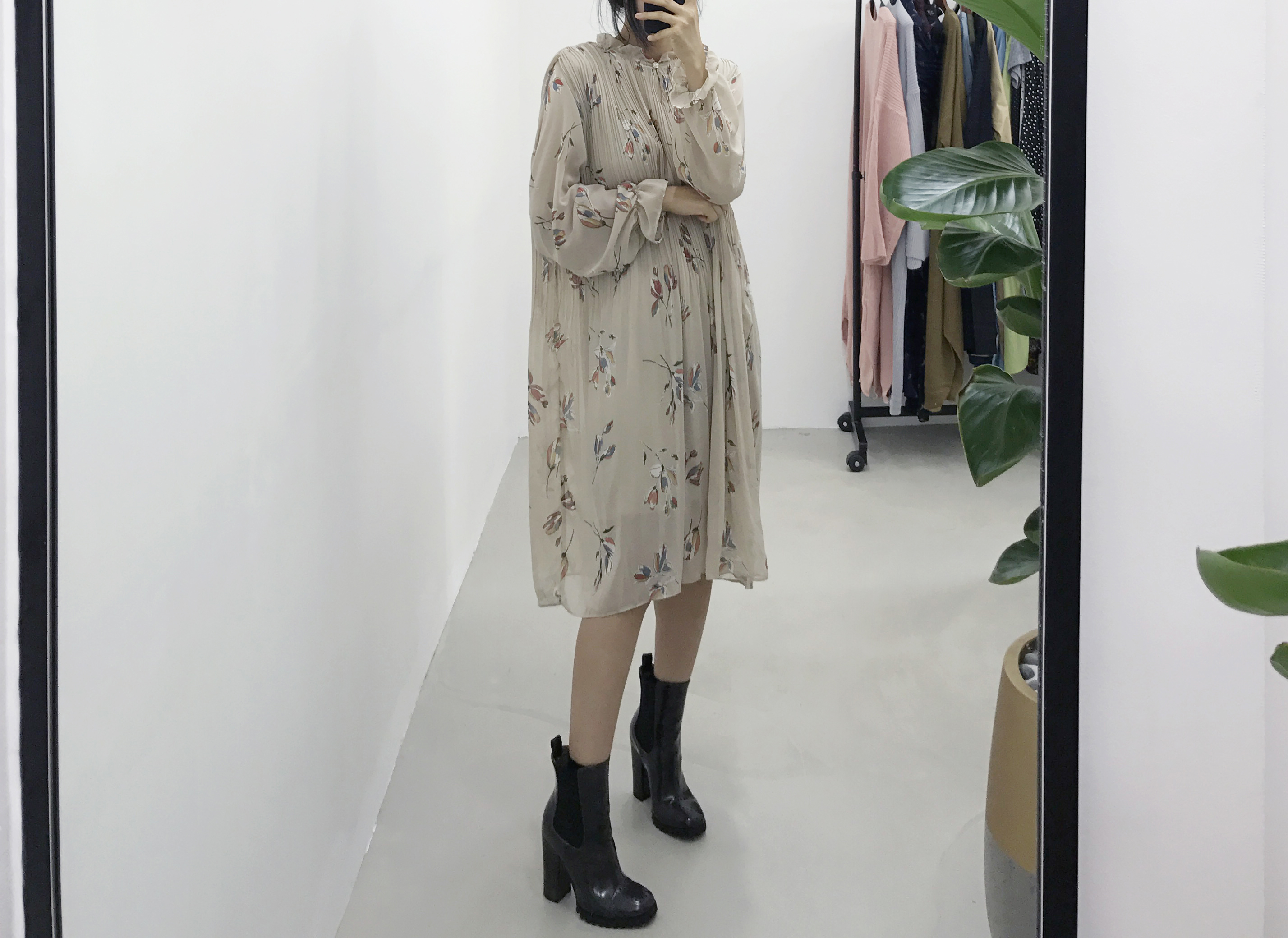 New Women Dress Fall Chiffon Flower