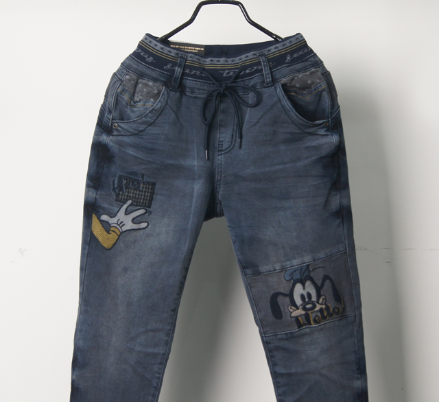 Women Jeans Pants Banding Mickey Mouse Goofy Chara