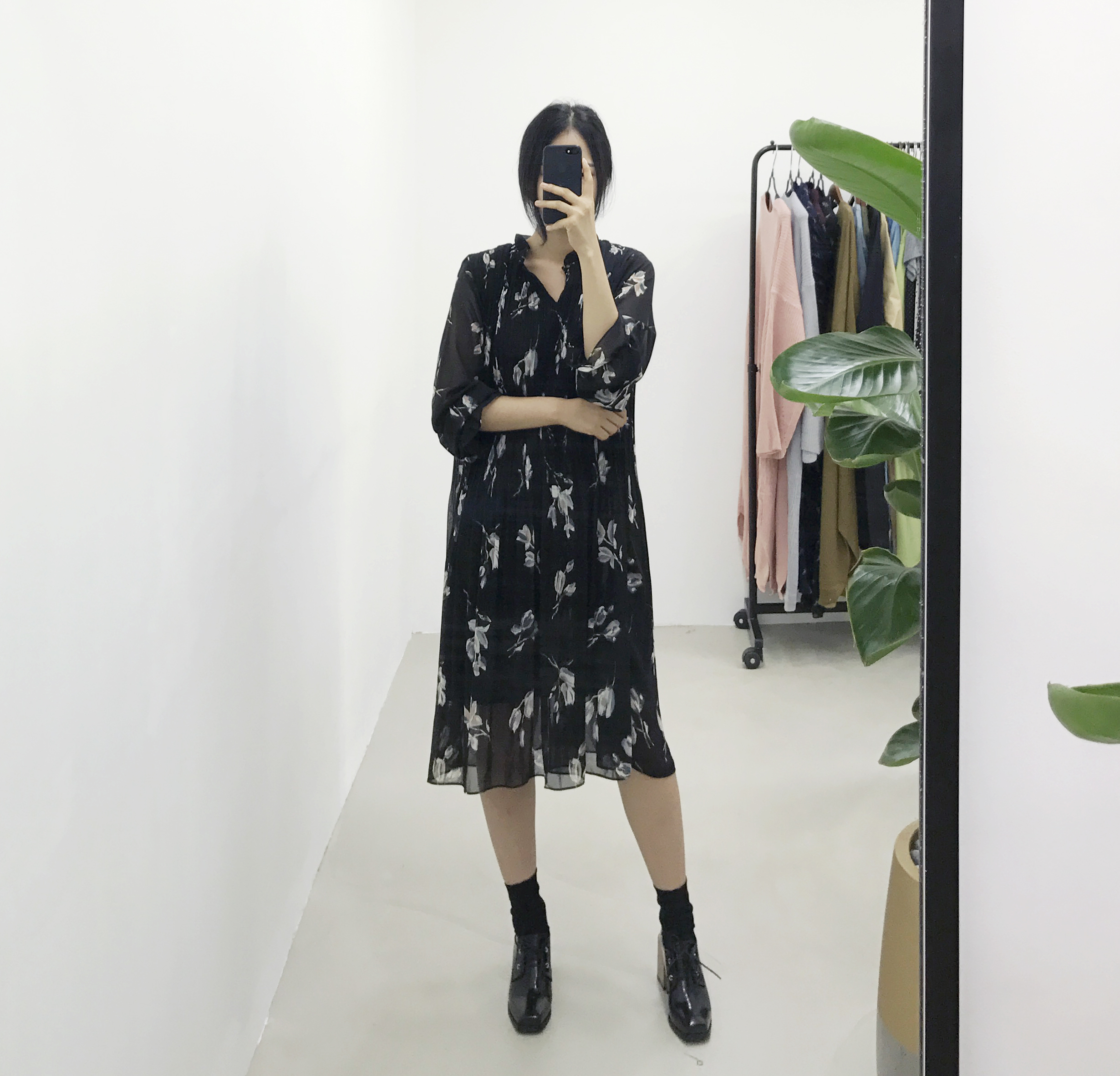 New Women Dress Fall Chiffon Flower