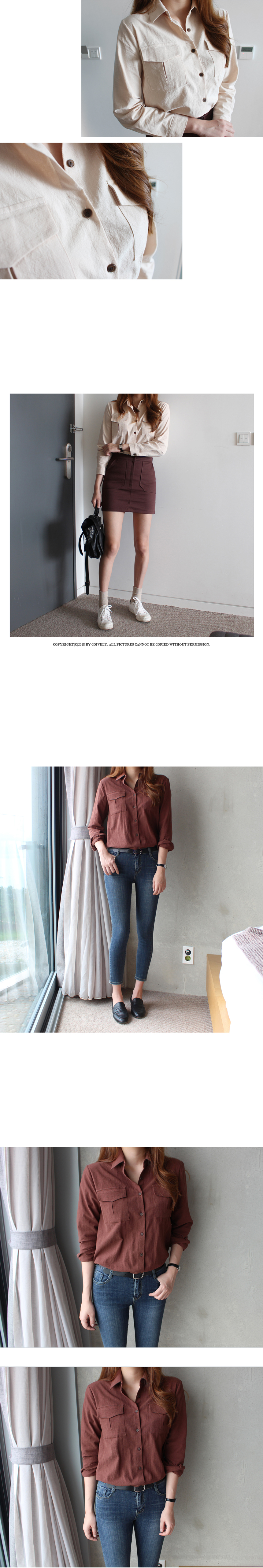 Fall to Pocket Cotton Shirt Southern Brown Women&#