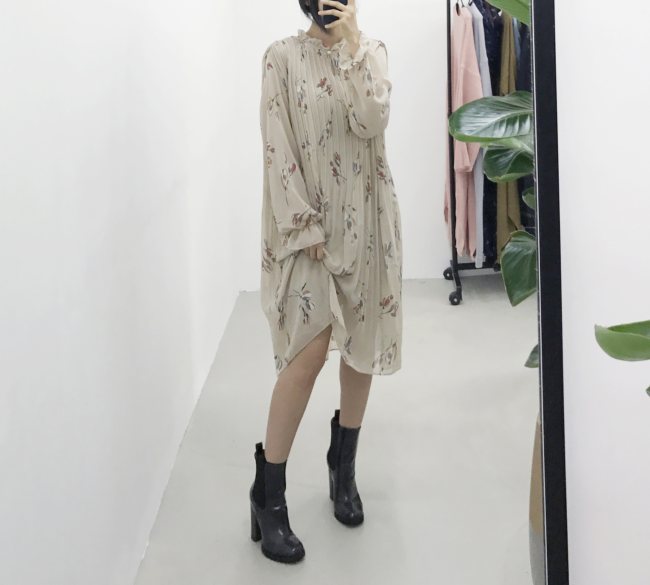 New Women Dress Fall Chiffon Flower