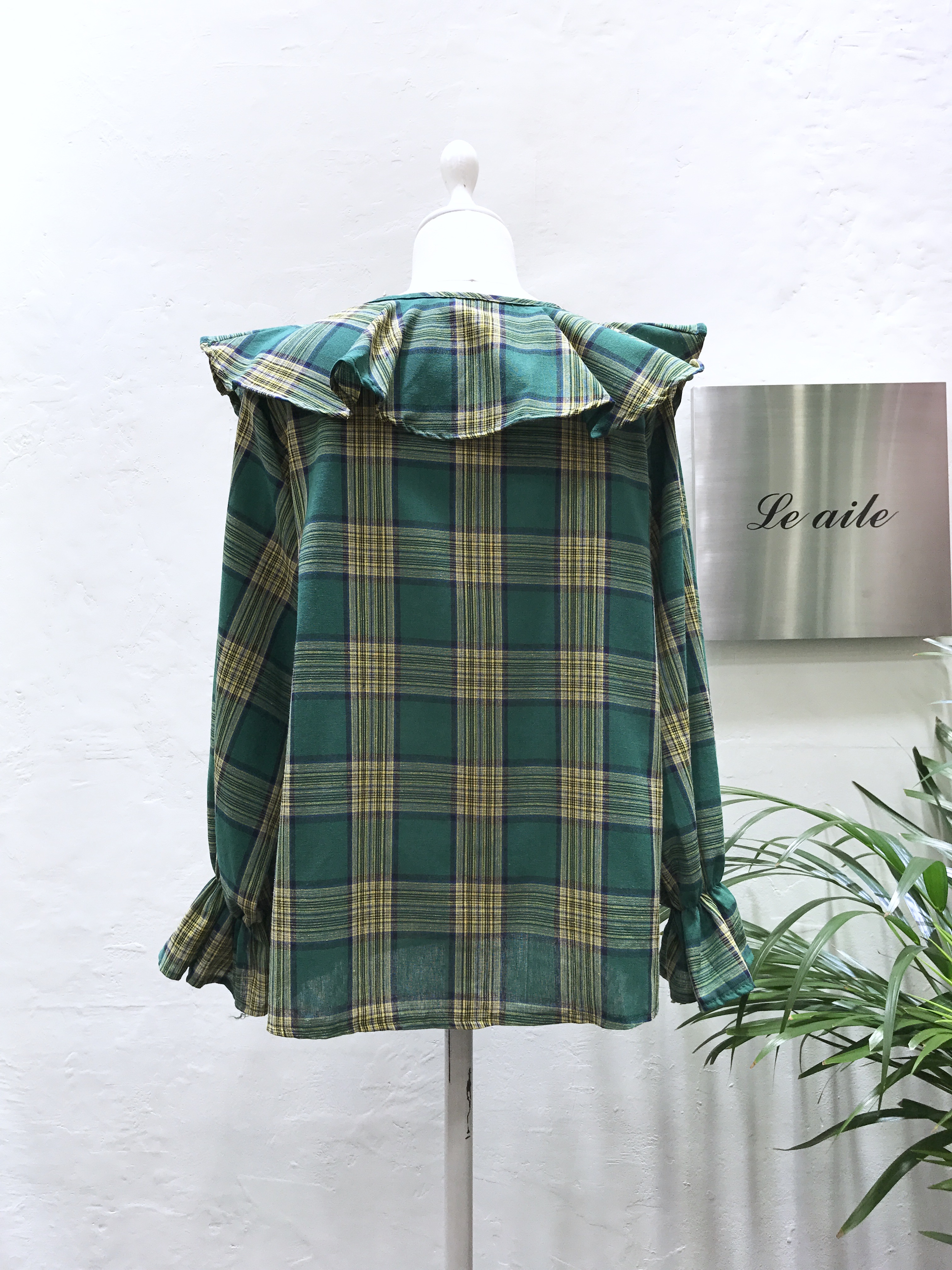 Women Blouses Mens check frilly blouse 2color Gull