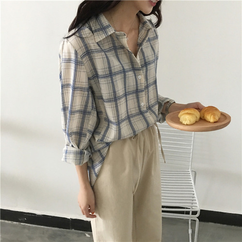 Feminine Check Shirt _2 Color ❤ ⃛ On-going Moment 