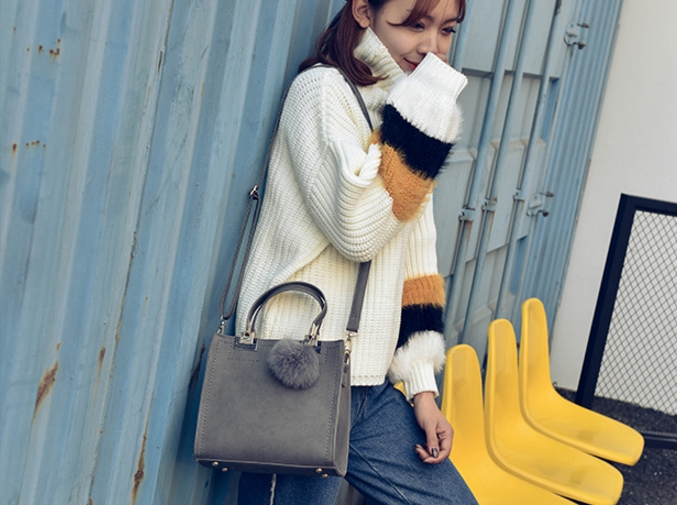 New Fur Decoration Cross Mini Handbag Women Bags W