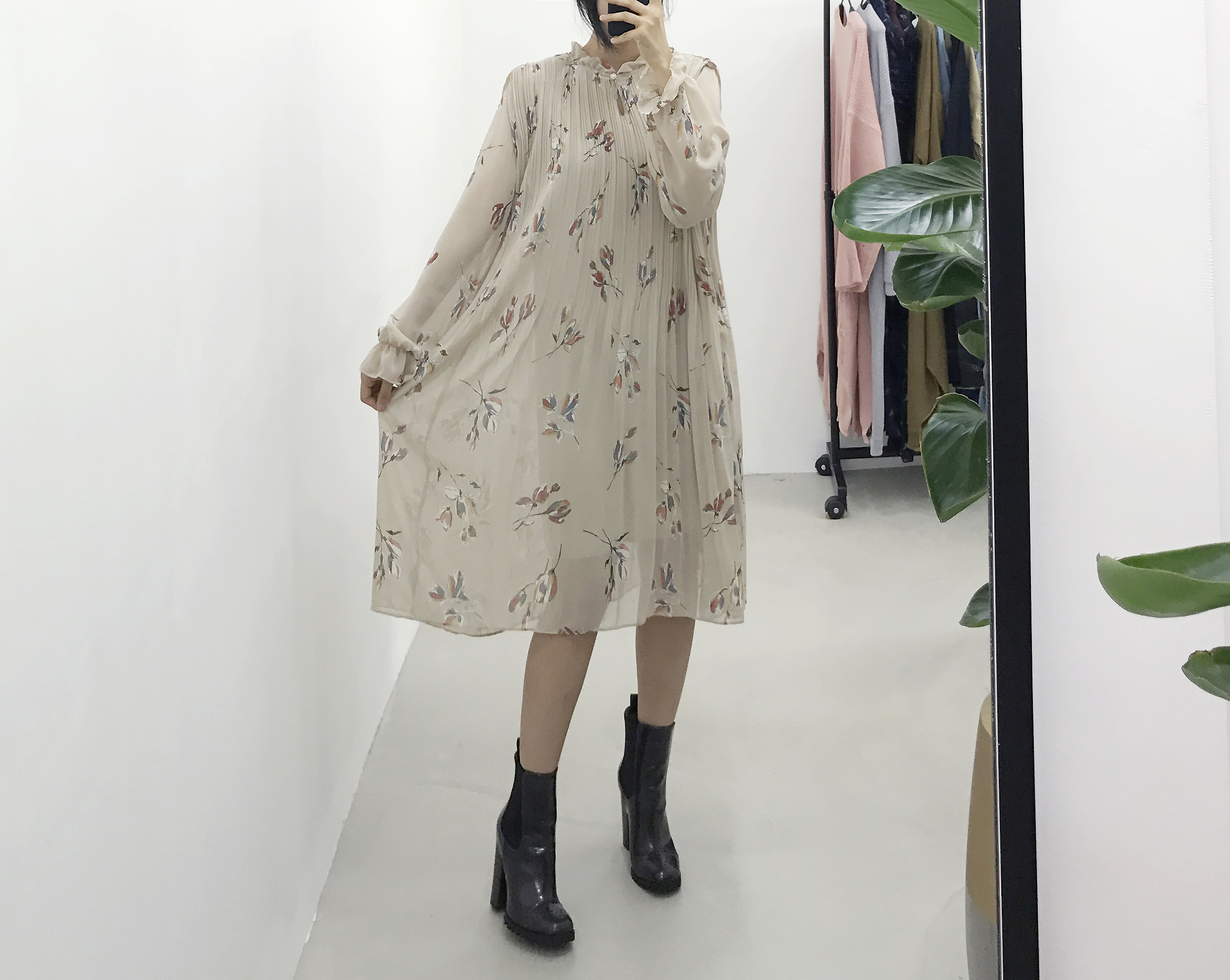 New Women Dress Fall Chiffon Flower