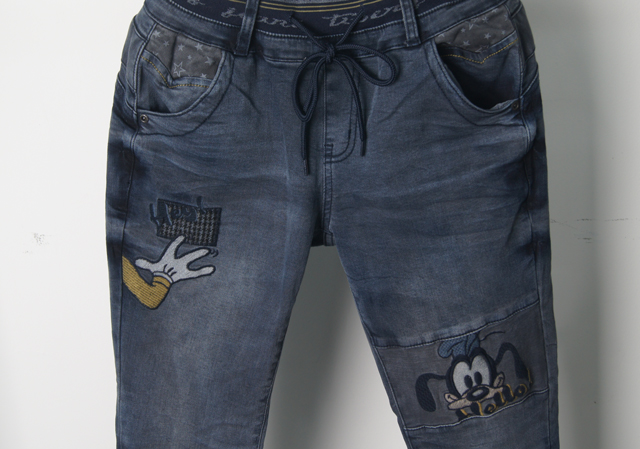 Women Jeans Pants Banding Mickey Mouse Goofy Chara