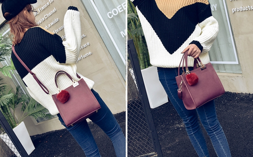 New Fur Decoration Cross Mini Handbag Women Bags W