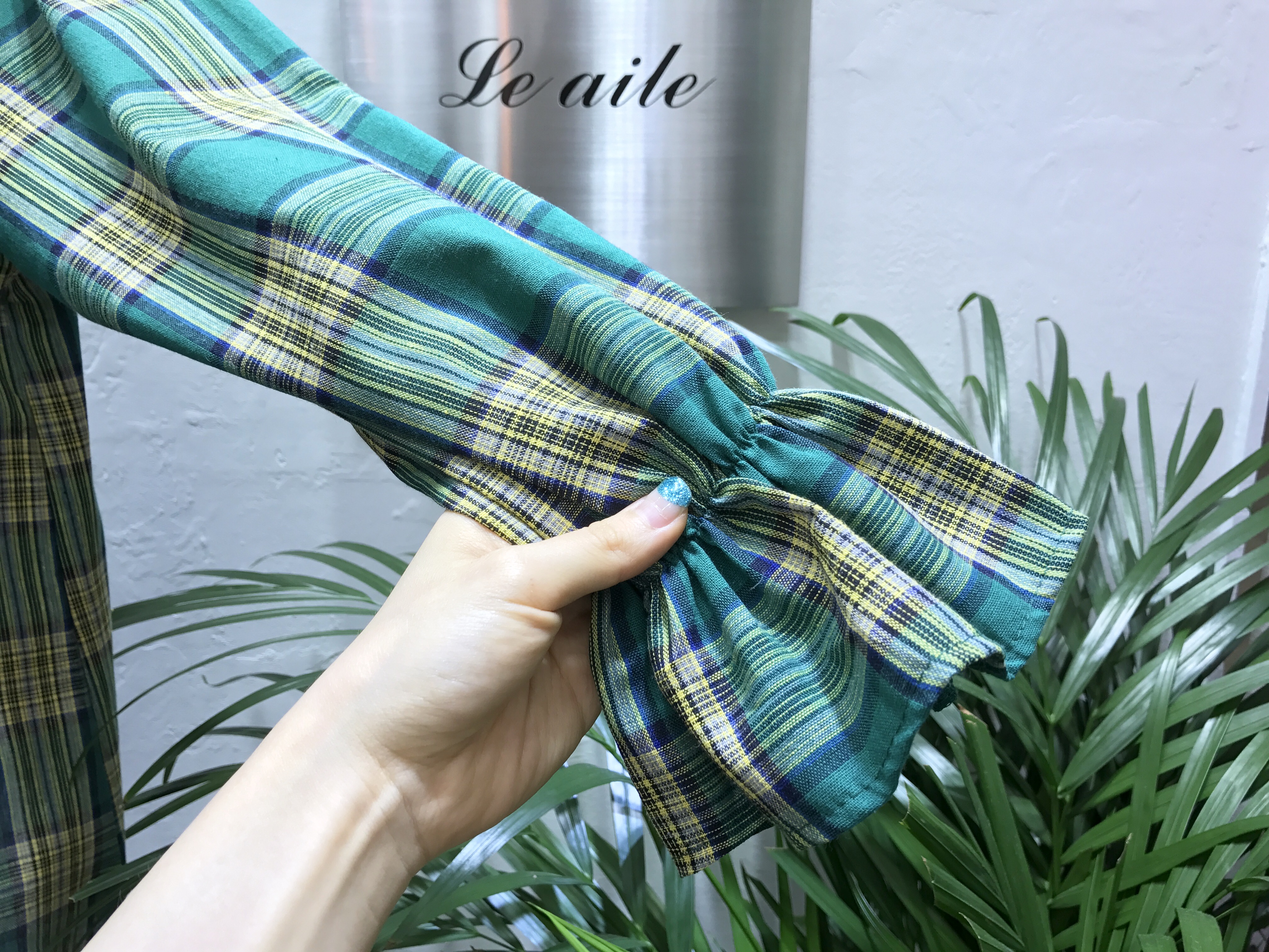 Women Blouses Mens check frilly blouse 2color Gull