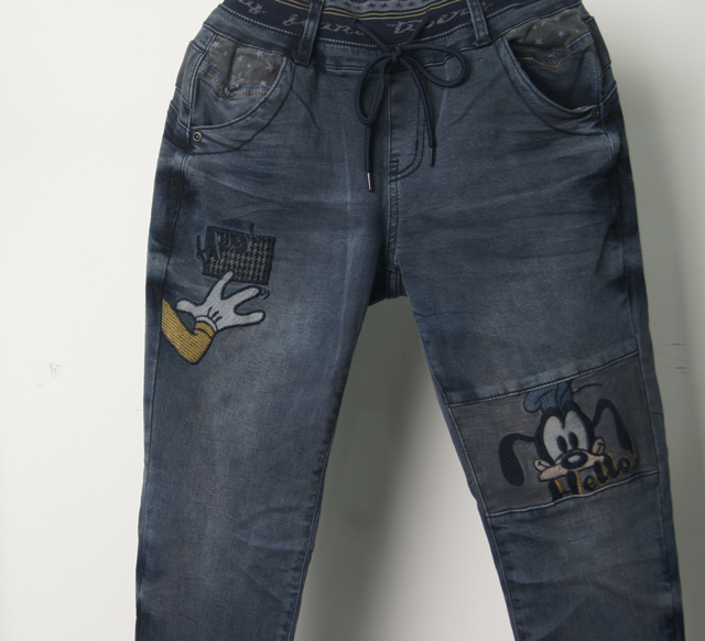 Women Jeans Pants Banding Mickey Mouse Goofy Chara