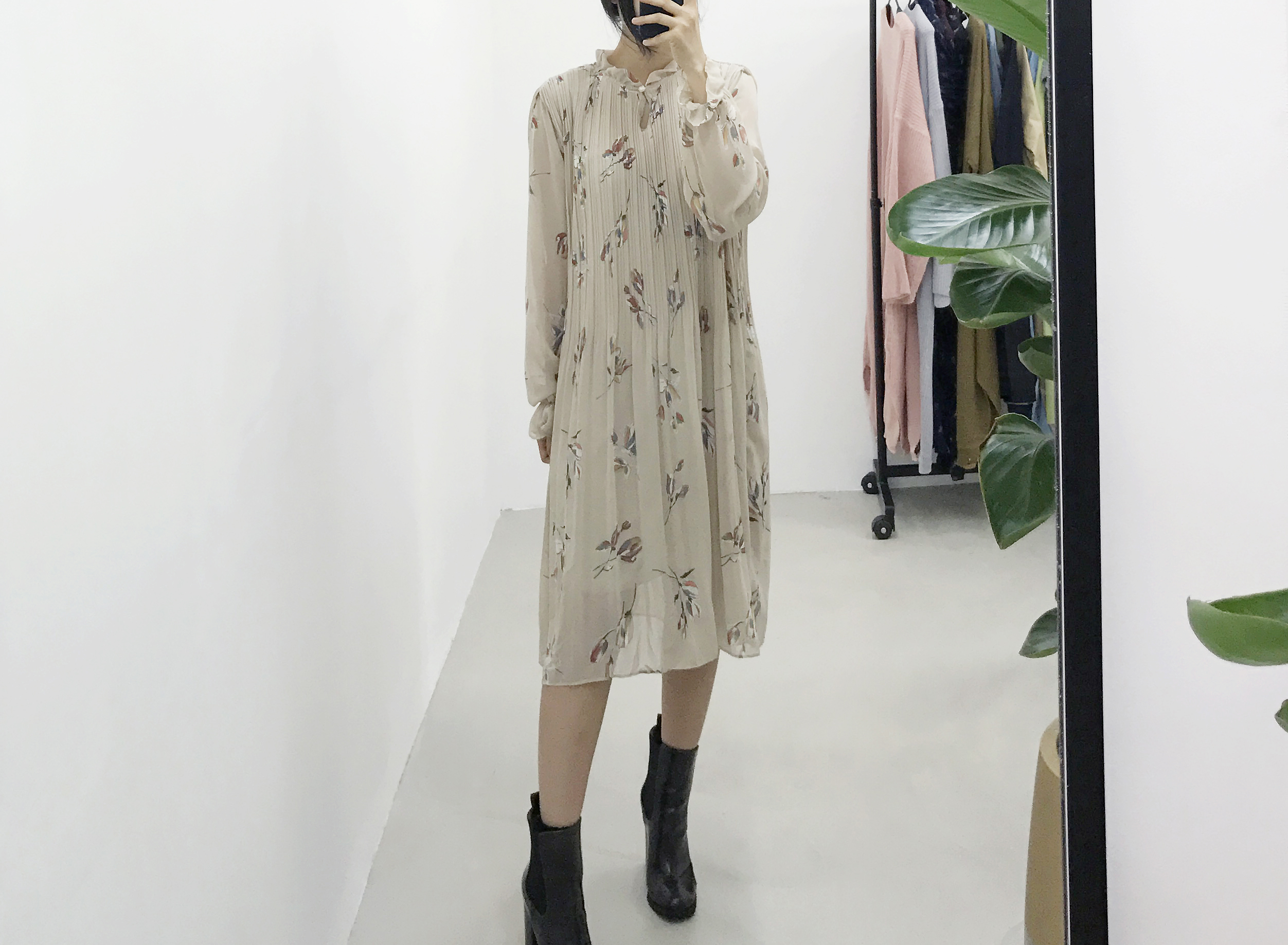 New Women Dress Fall Chiffon Flower