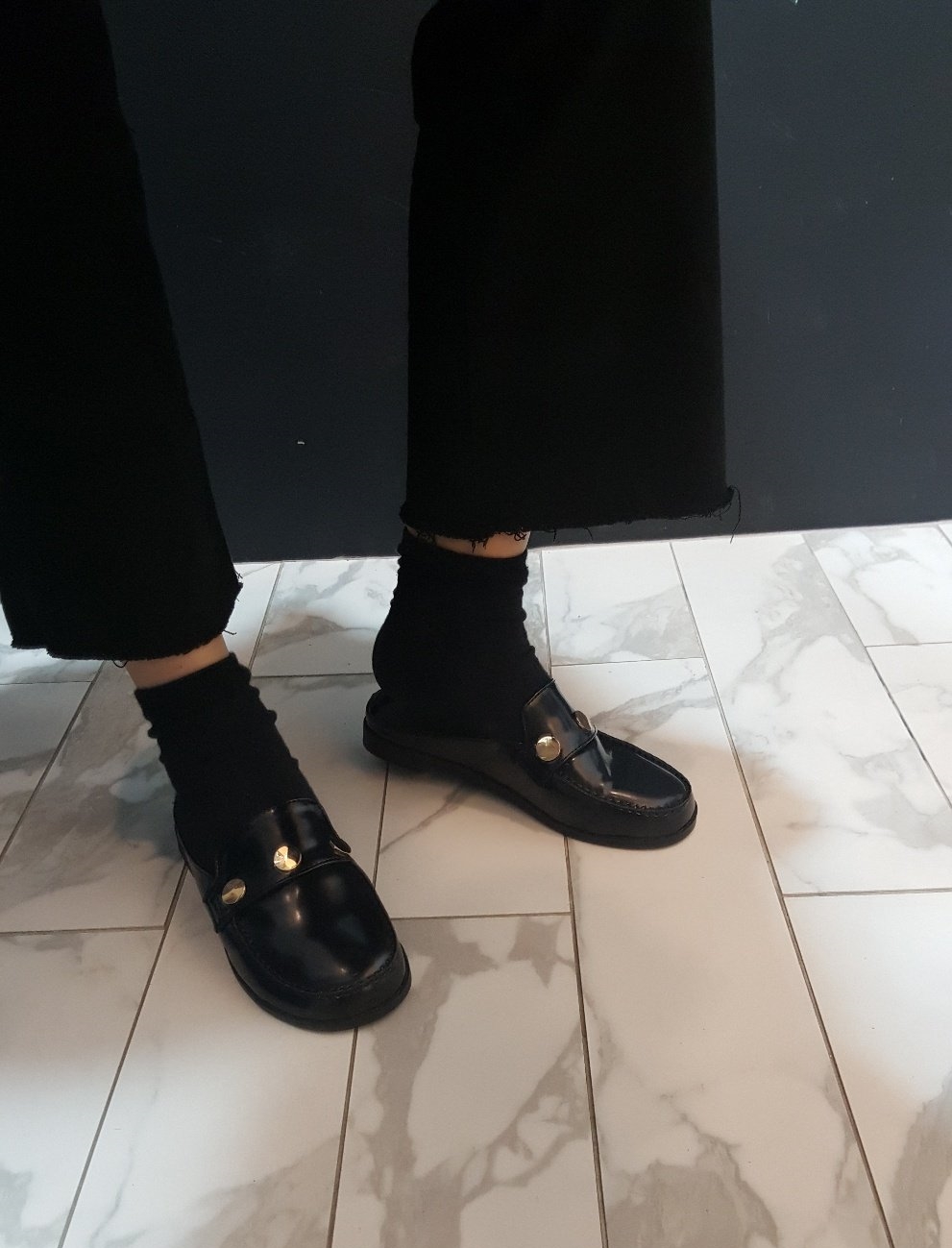 New Miyamiyu Round Nose Black Blouse Black Romanti