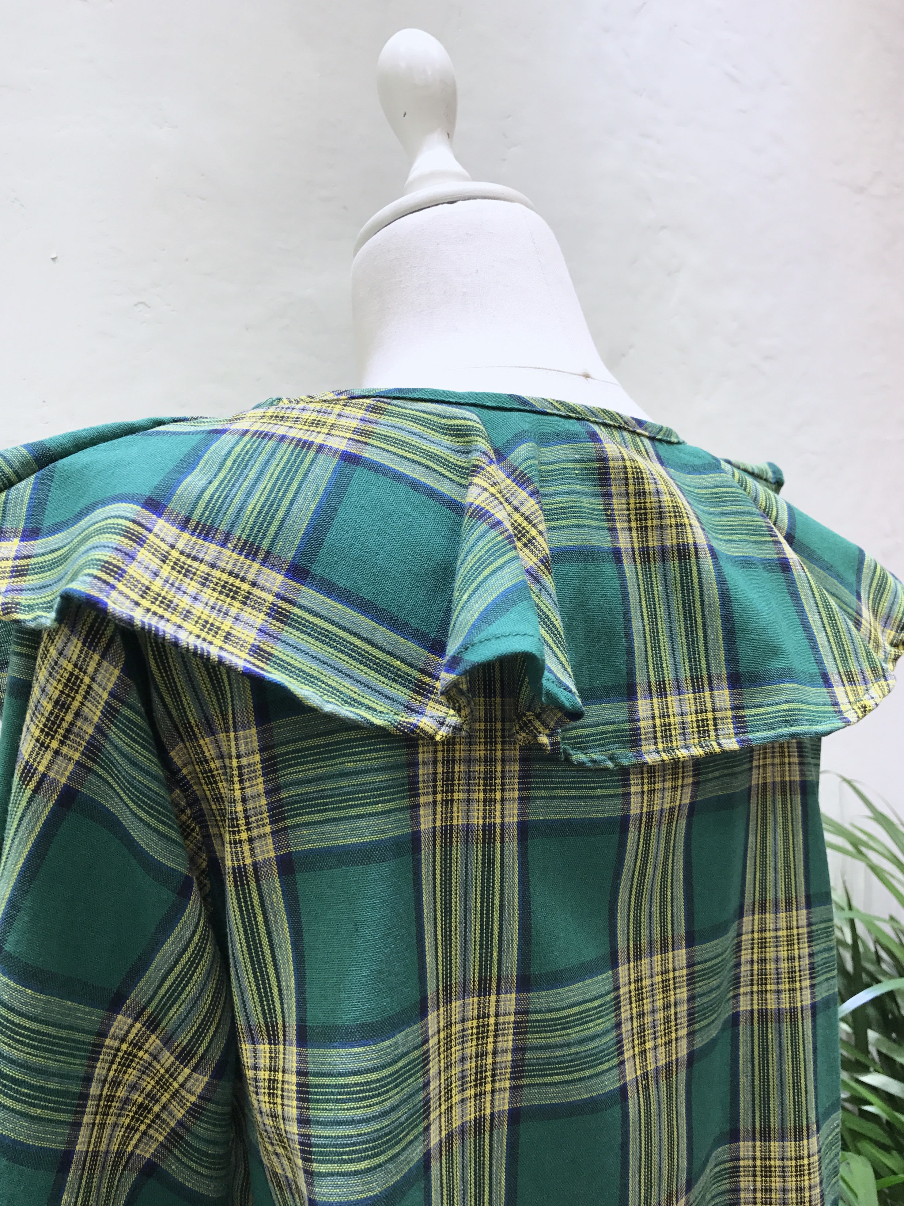 Women Blouses Mens check frilly blouse 2color Gull