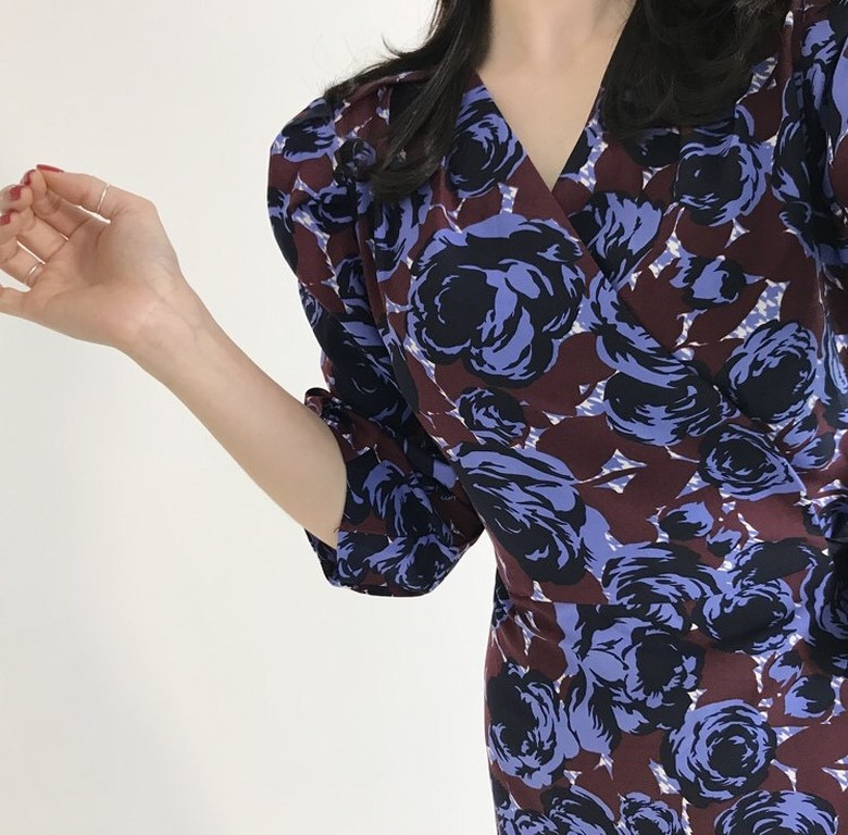 New Women Dress Flower Wrap One Piece Blue, Green 