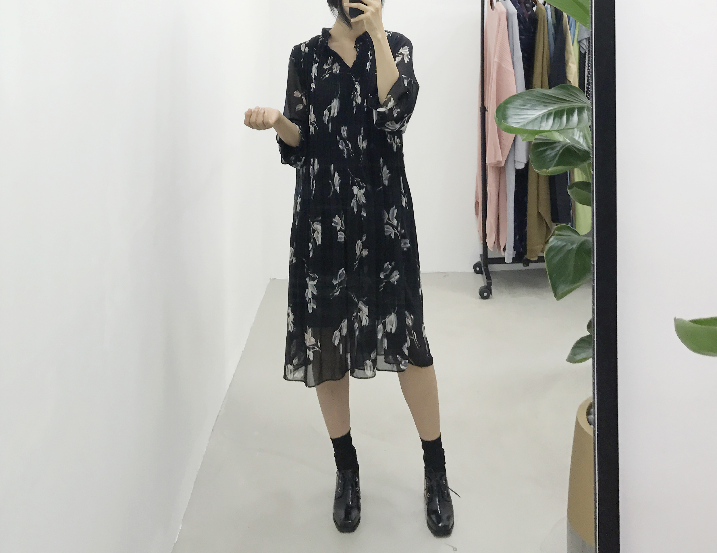 New Women Dress Fall Chiffon Flower