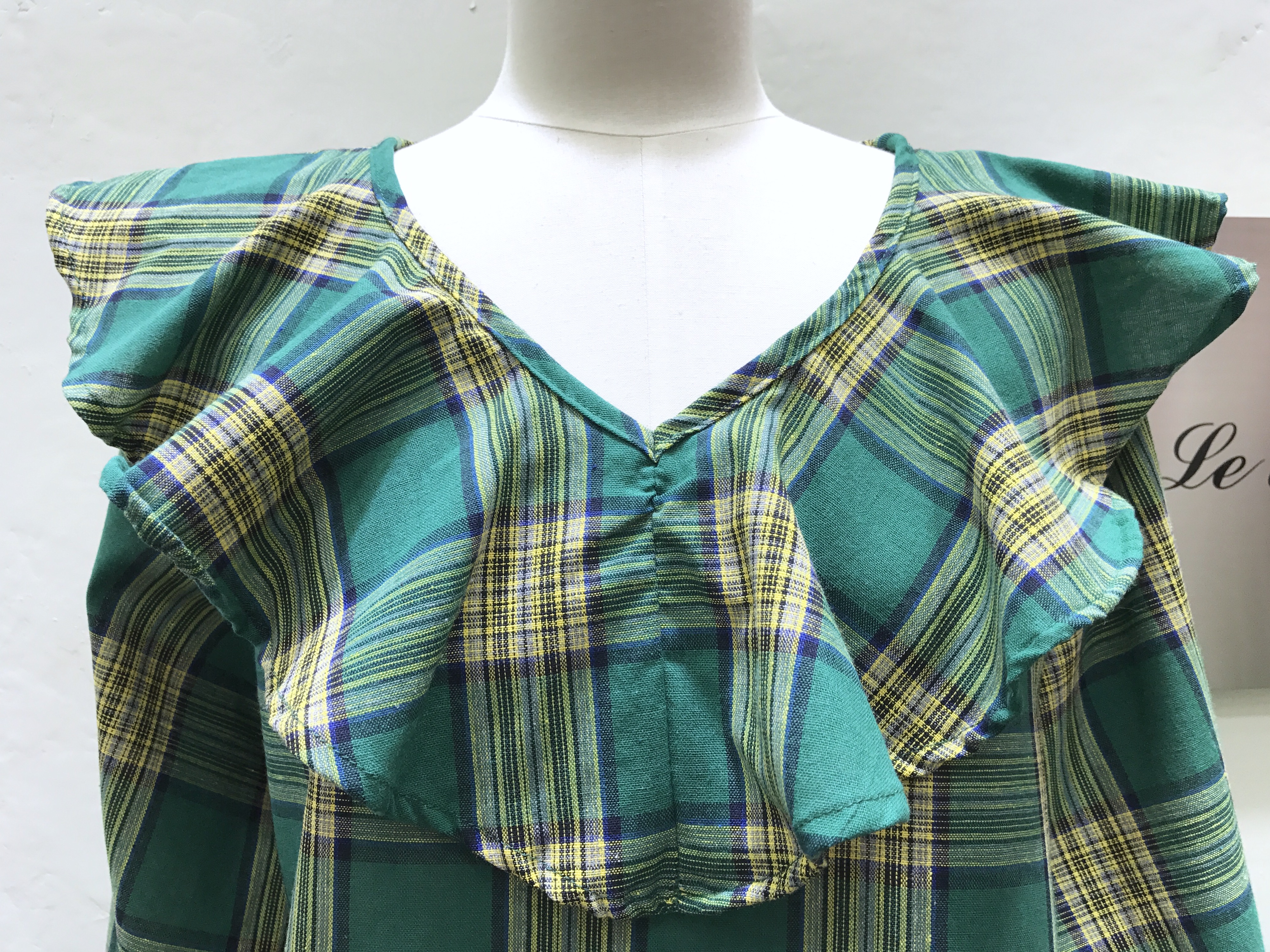 Women Blouses Mens check frilly blouse 2color Gull