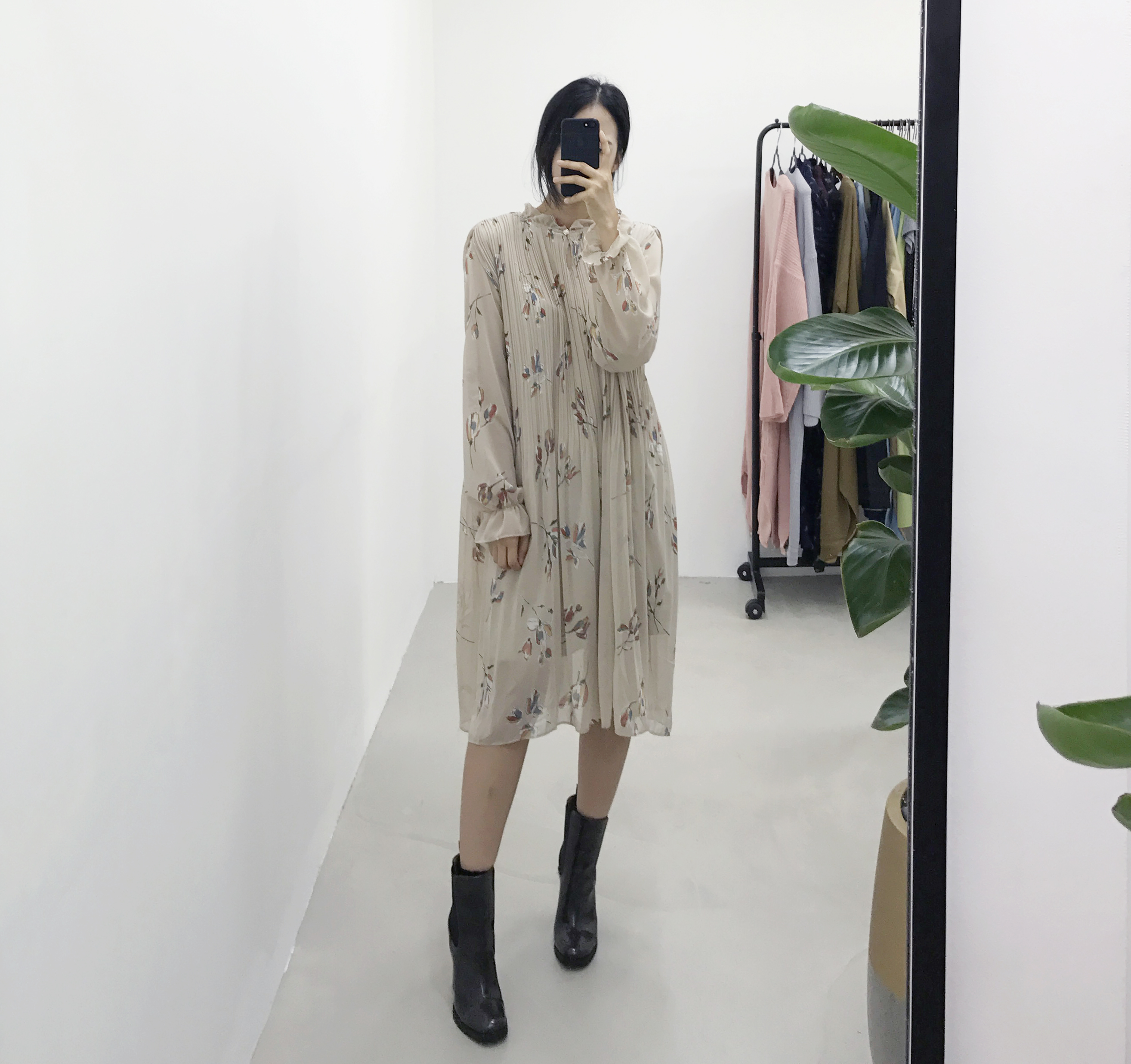 New Women Dress Fall Chiffon Flower