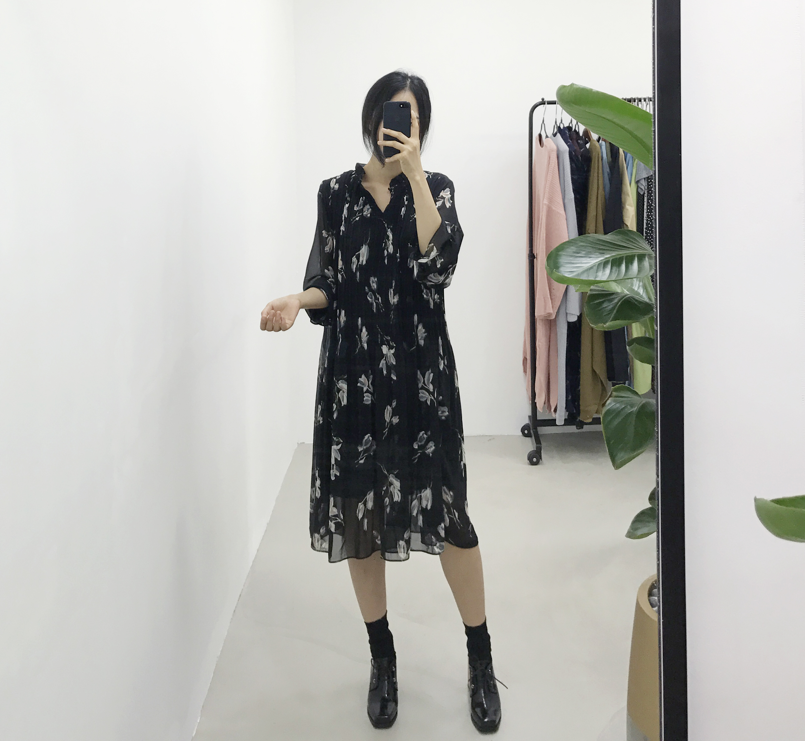 New Women Dress Fall Chiffon Flower