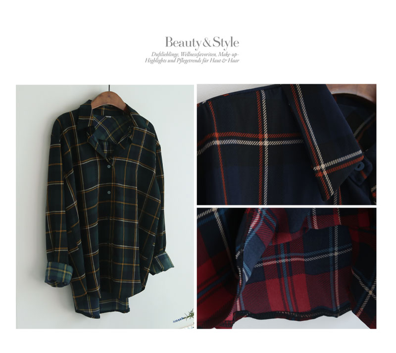 Women Blouses Lucky check blouse khaki, navy, wine