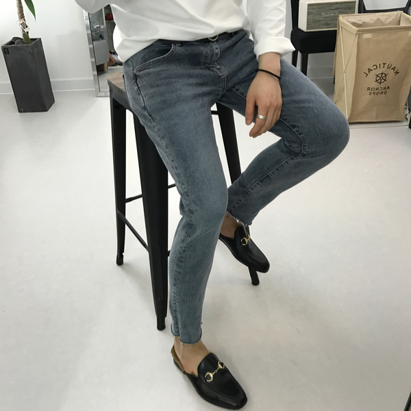 Korea Jeans Pants Med Gray Denim Pants Men's Fa