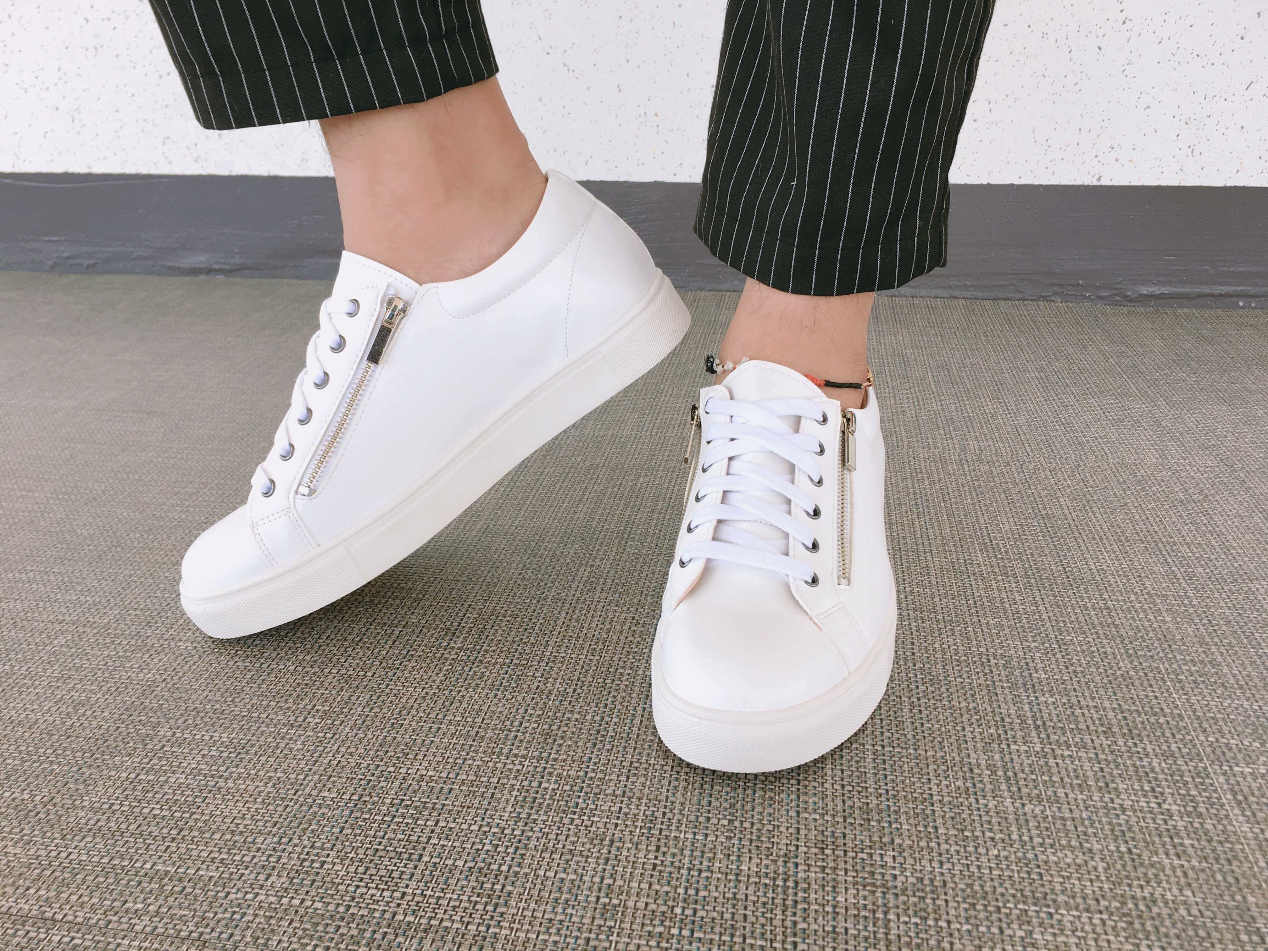 Men Height Shoes Men Heel Zipper Sneakers Shoes Wh