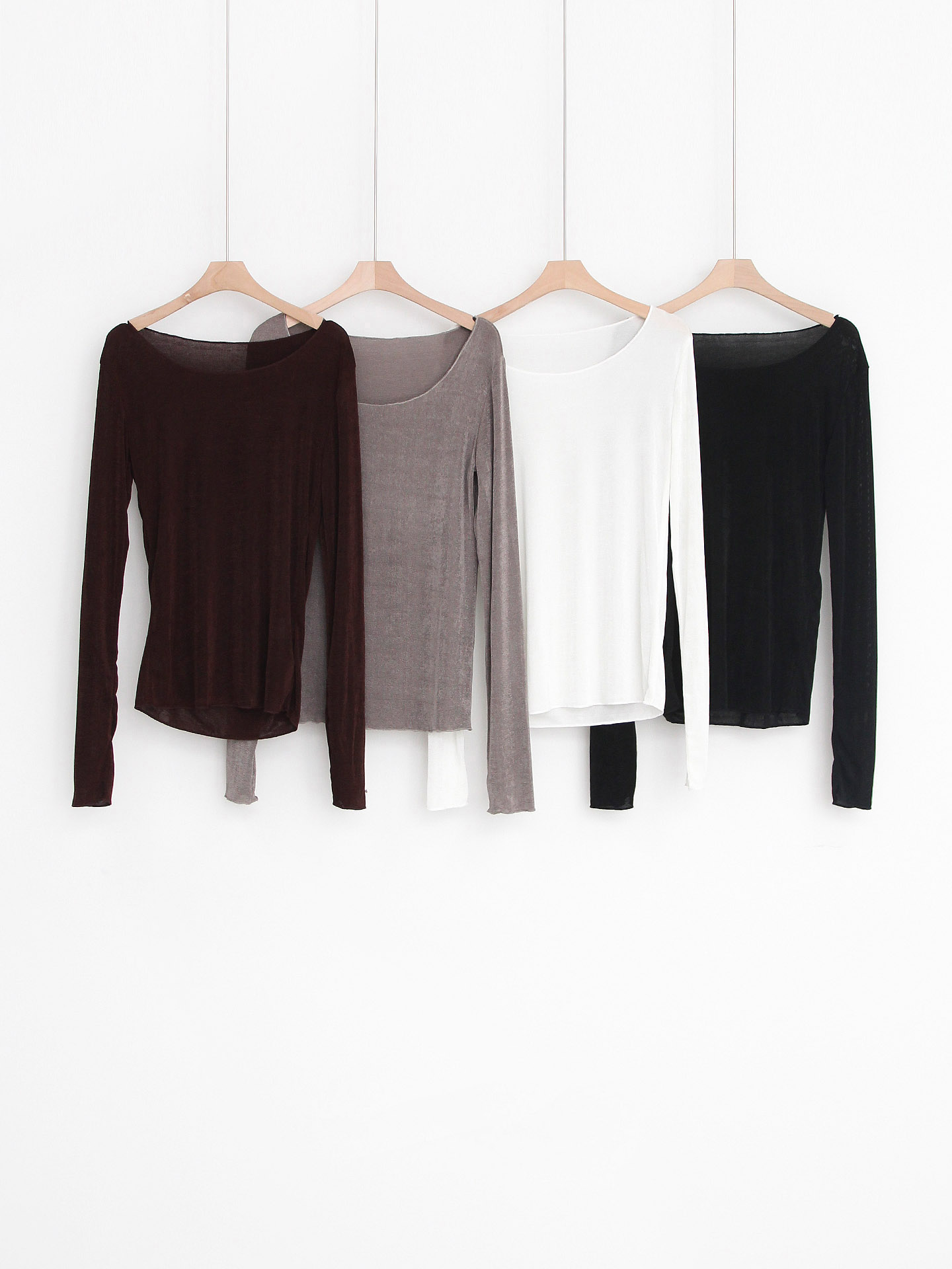 Basic T-shirts Daily Look Good Boat Neck Long Slee