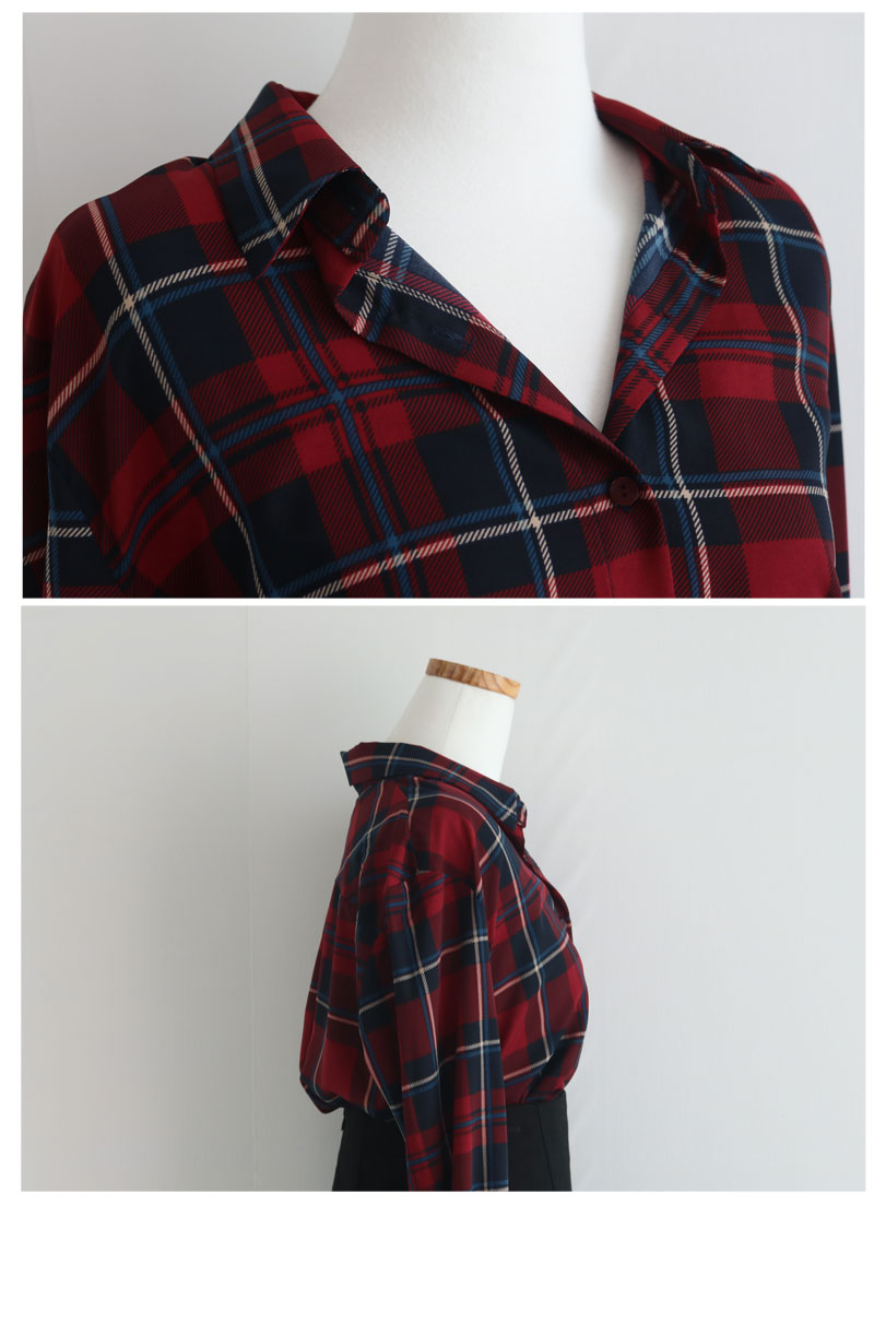 Women Blouses Lucky check blouse khaki, navy, wine