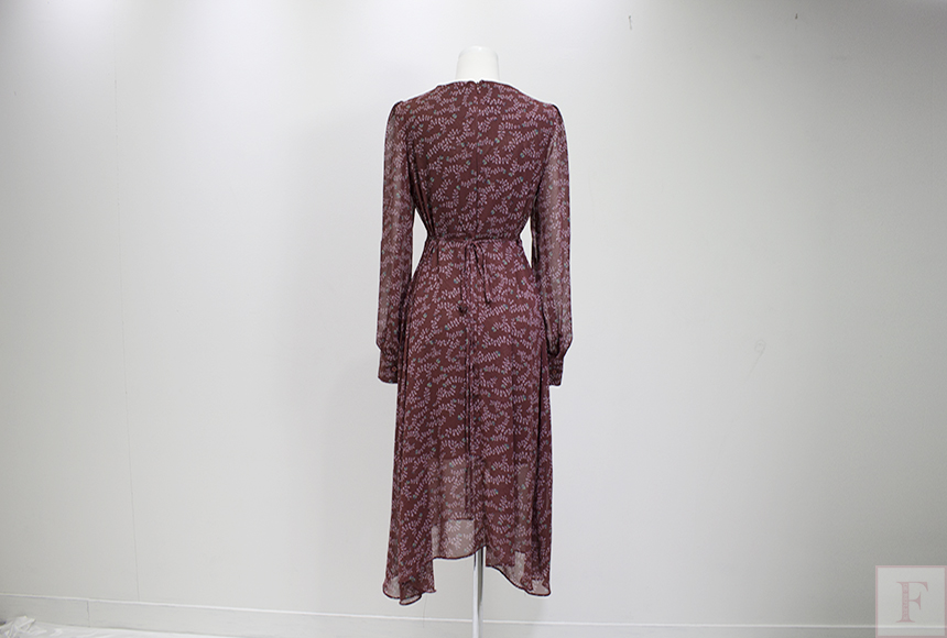 Autumn New Flower Long Sleeve Chiffon Long Dress 3