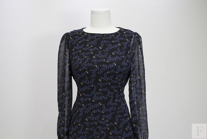 Autumn New Flower Long Sleeve Chiffon Long Dress 3