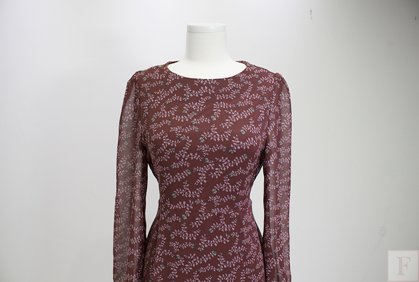 Autumn New Flower Long Sleeve Chiffon Long Dress 3