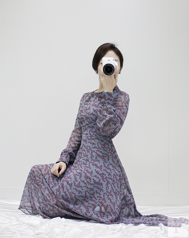 Autumn New Flower Long Sleeve Chiffon Long Dress 3