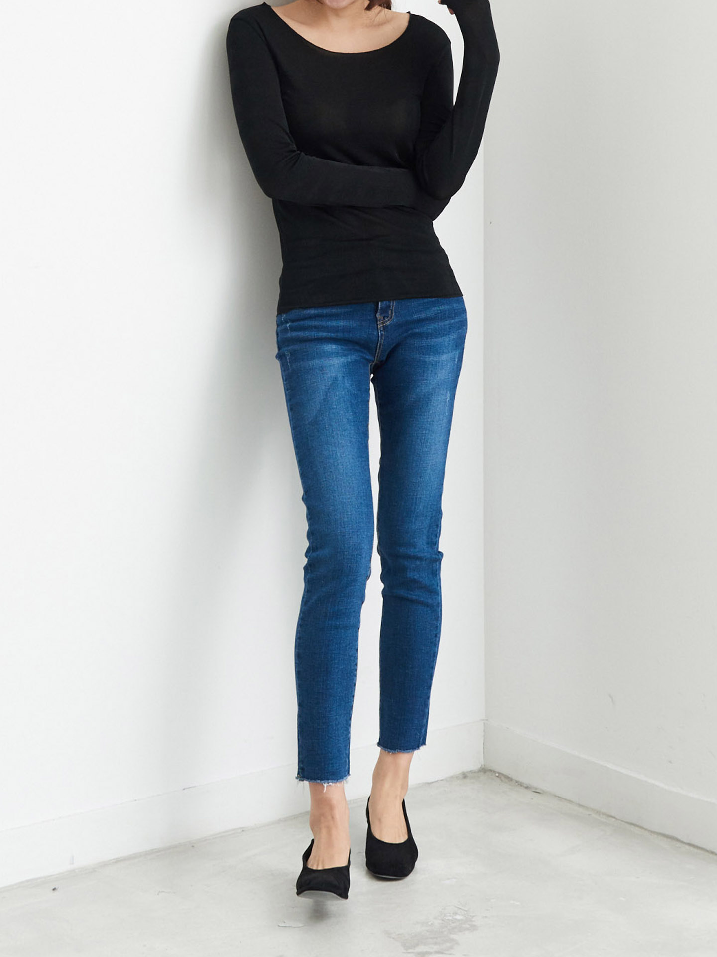 Basic T-shirts Daily Look Good Boat Neck Long Slee