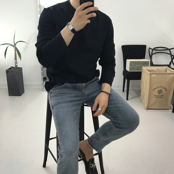 Korea Jeans Pants Med Gray Denim Pants Men's Fa