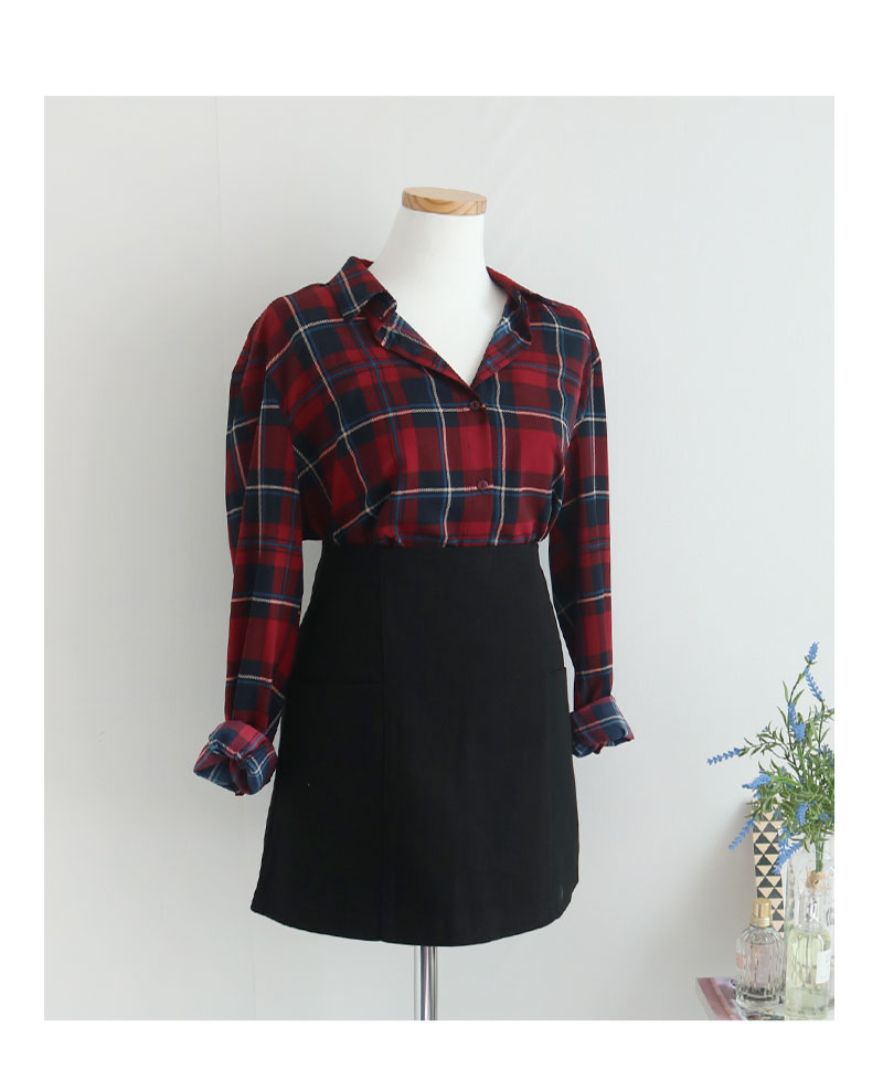 Women Blouses Lucky check blouse khaki, navy, wine