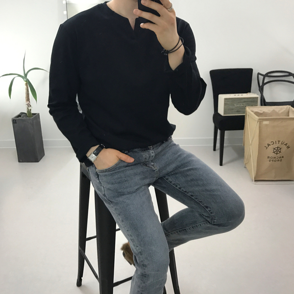 Korea Jeans Pants Med Gray Denim Pants Men's Fa