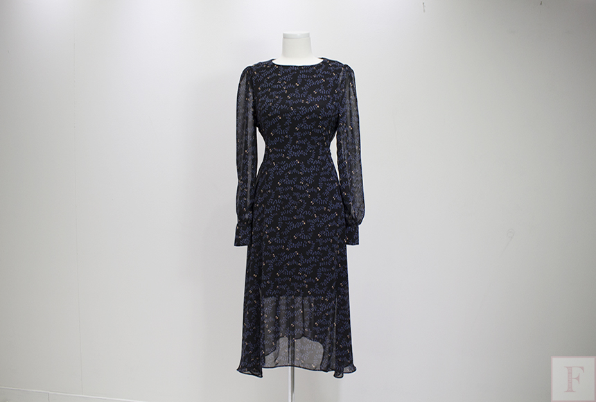 Autumn New Flower Long Sleeve Chiffon Long Dress 3