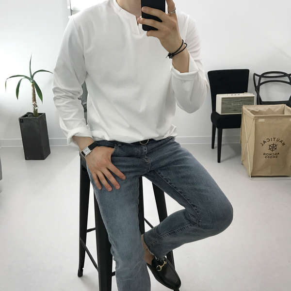 Korea Jeans Pants Med Gray Denim Pants Men's Fa