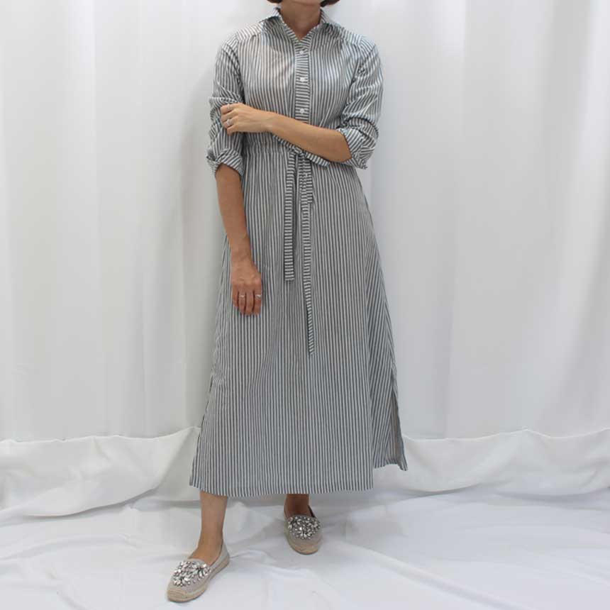 New Striped Shirt Dress Cafe Mocha Nourishment Fal