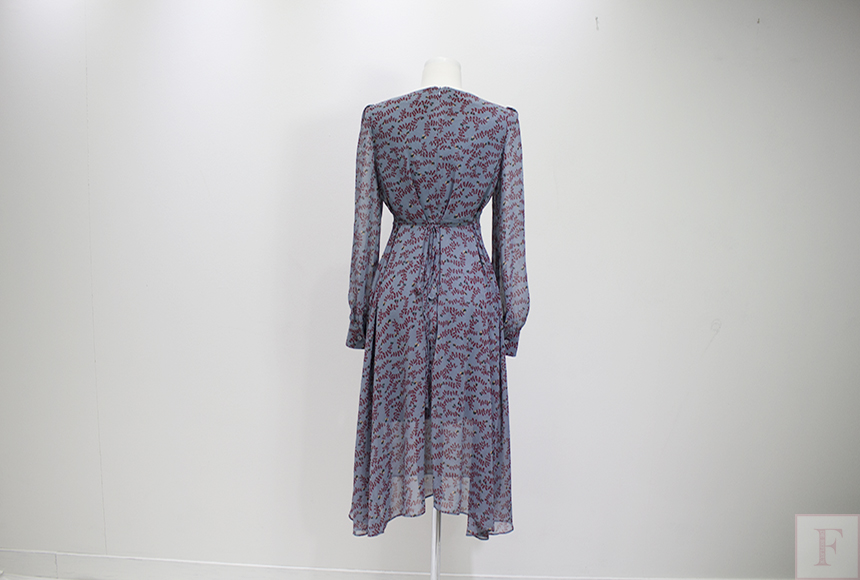 Autumn New Flower Long Sleeve Chiffon Long Dress 3