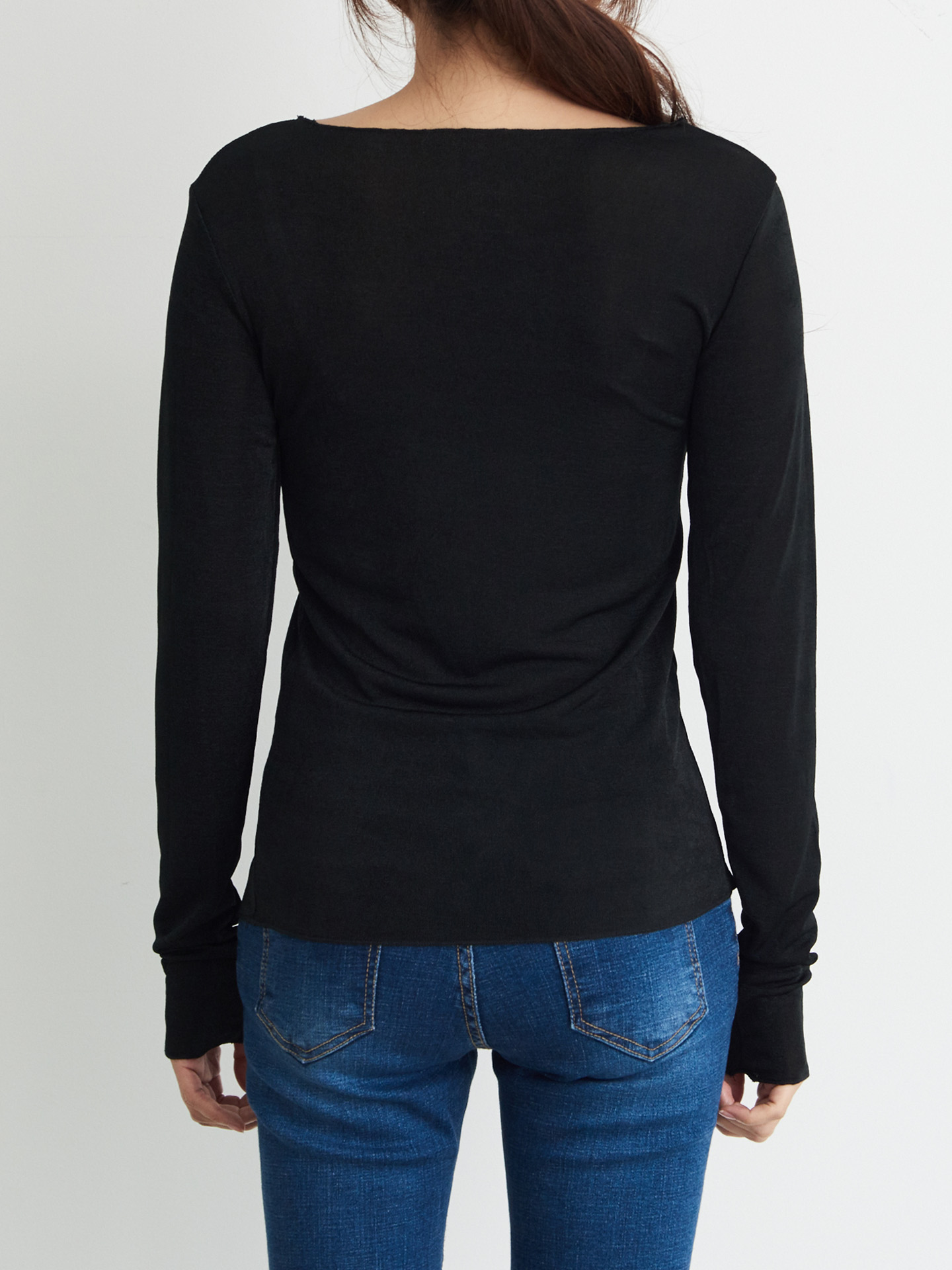 Basic T-shirts Daily Look Good Boat Neck Long Slee