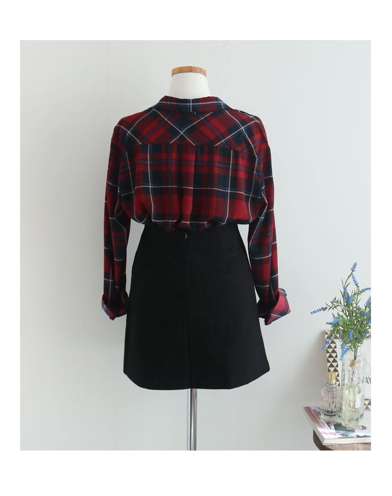 Women Blouses Lucky check blouse khaki, navy, wine