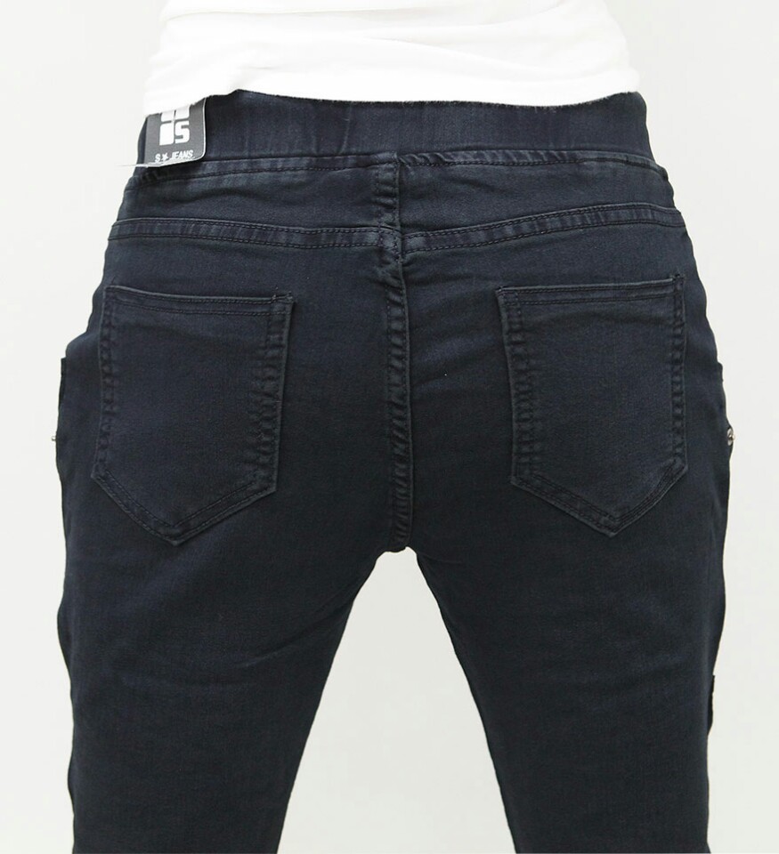 Korea Jeans Pants Autumn Statue Black Slim Exhaust