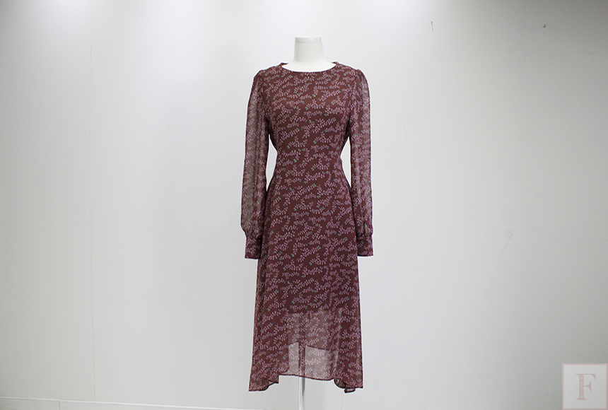 Autumn New Flower Long Sleeve Chiffon Long Dress 3