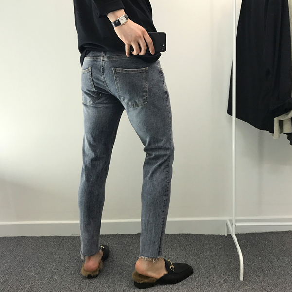 Korea Jeans Pants Med Gray Denim Pants Men's Fa