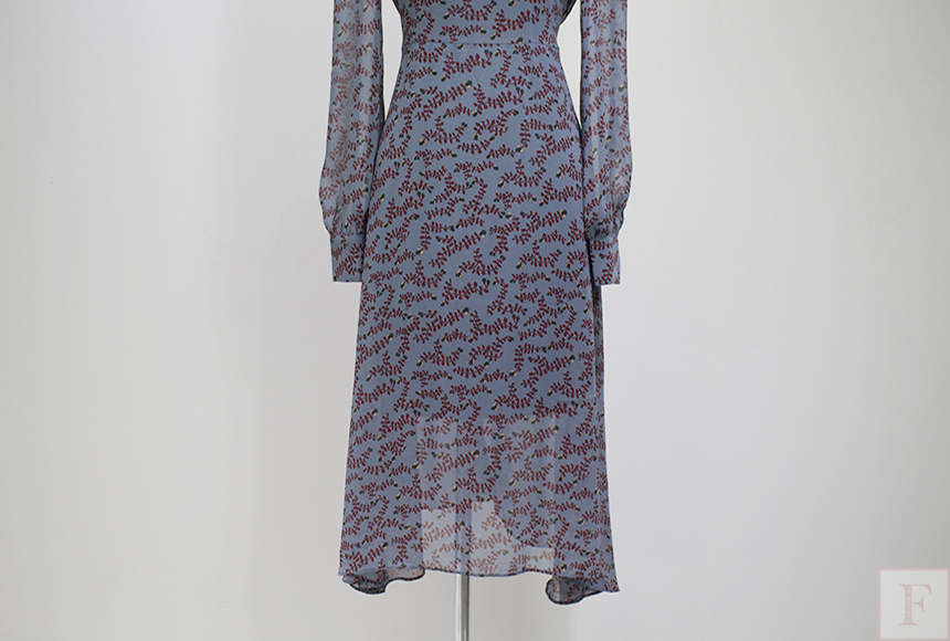 Autumn New Flower Long Sleeve Chiffon Long Dress 3