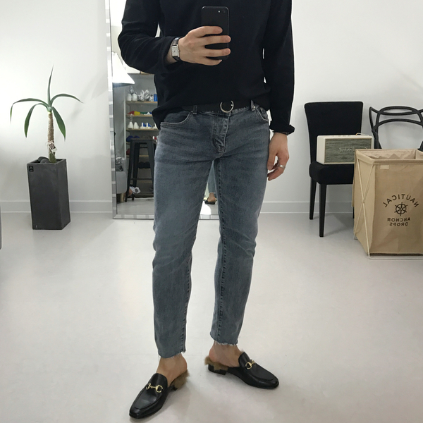 Korea Jeans Pants Med Gray Denim Pants Men's Fa